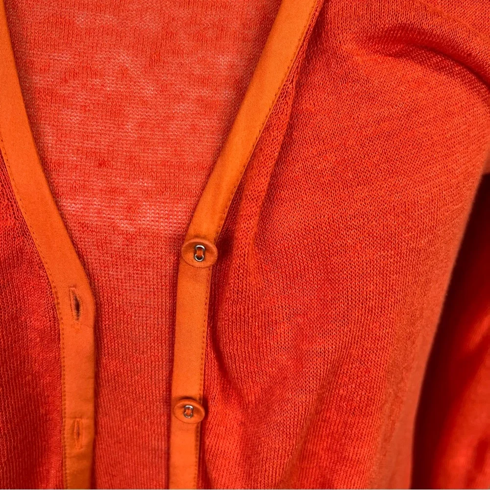LAFAYETTE 148 NEW YORK Vibrant Luxury Linen Blend Orange Knit Set, M and XL